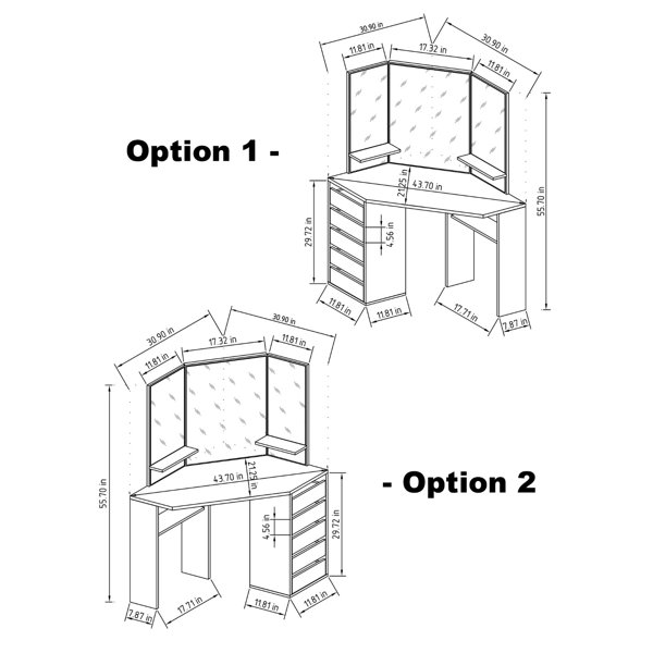 Trule Cormier Corner Makeup Vanity with Mirror & Reviews Wayfair Canada